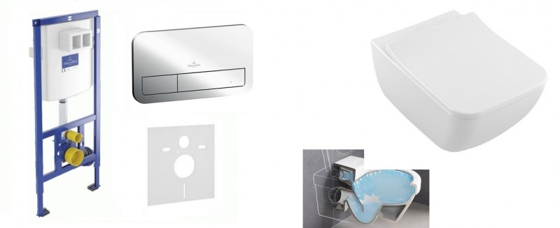 Villeroy&Boch ViConnect + Venticello - Zestaw 5w1 - kompletny stelaż + muszla + deska wolnoopadająca