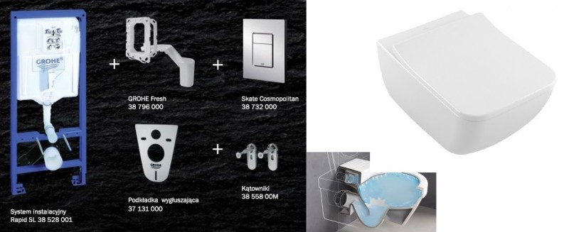 Grohe + Villeroy&Boch Venticello DirectFlush - Zestaw 7w1 - kompletny stelaż + muszla + deska wolnoopadająca slim