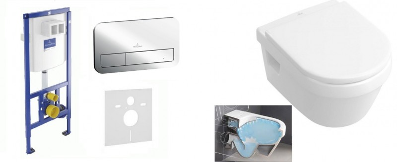 Villeroy&Boch ViConnect + Omnia Directflush - Zestaw 5w1 - kompletny stelaż + muszla + deska wolnoopadająca