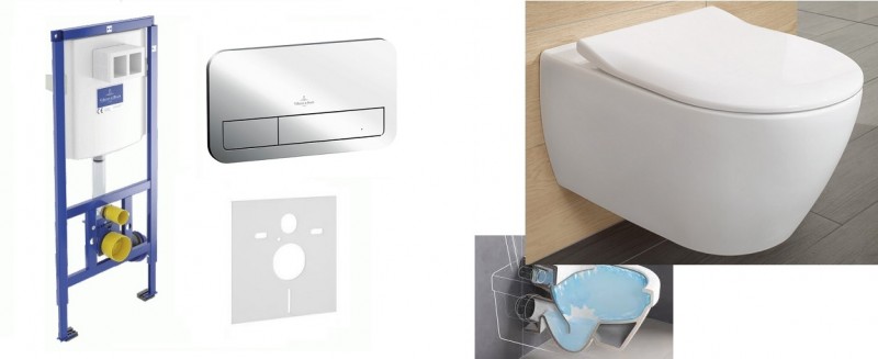 Villeroy&Boch ViConnect + Subway 2.0 Directflush - Zestaw 5w1 - kompletny stelaż + muszla + deska wolnoopadająca slim