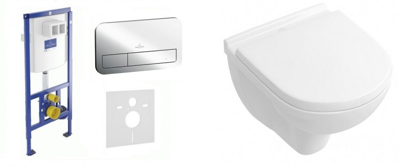 Villeroy&Boch ViConnect + O.novo Compact 49cm - Zestaw 5w1 - kompletny stelaż + muszla + deska wolnoopadająca