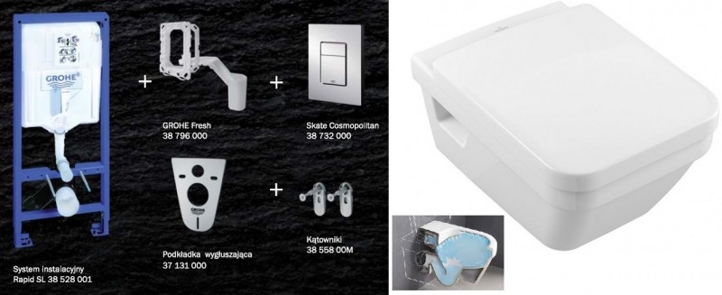 Grohe + Villeroy&Boch Architectura Directflush - Zestaw 7w1 - kompletny stelaż + muszla + deska wolnoopadająca