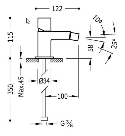 Tres Cuadro bateria bidetowa perlator z korkiem chrom 007.120.01.D