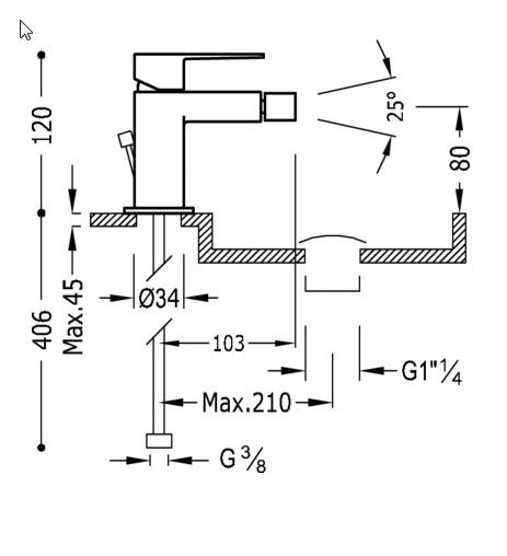Tres Cuadro bateria bidetowa perlator z korkiem chrom 006.120.01.D