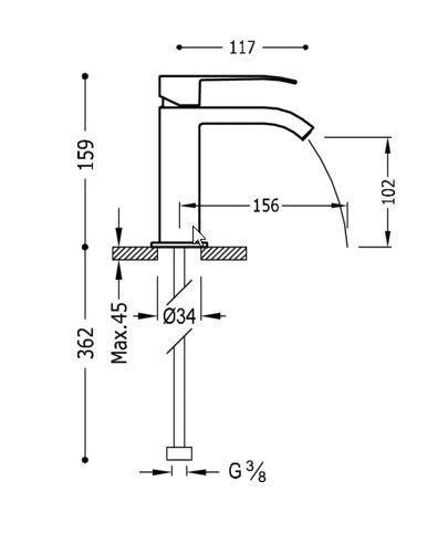 Tres Cuadro bateria umywalkowa kaskada chrom 006.101.01