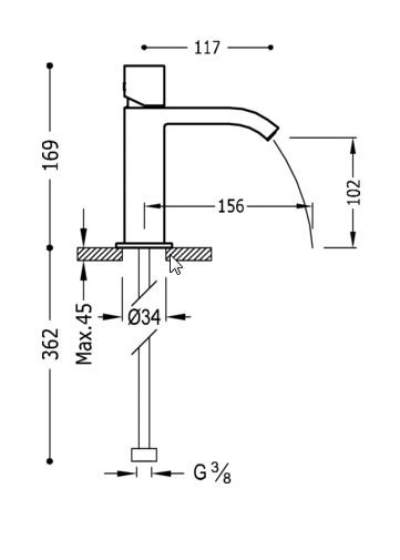 Tres Cuadro bateria umywalkowa kaskada chrom 006.101.02