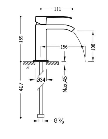 Tres Cuadro bateria umywalkowa kaskada otwarta chrom 006.110.01
