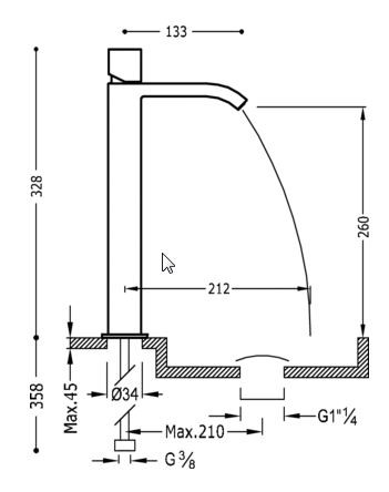 Tres Cuadro bateria umywalkowa wysoka chrom 006.810.02