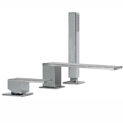 Tres Cuadro bateria wannowa 3-otworowa długość wylewki 18cm chrom 006.161.05