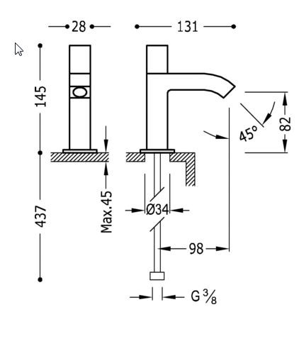 Tres Cuadro Exclusive bateria umywalkowa do wody zimnej lub wstępnie zmieszanej stal szczotkowana 007.503.01.AC