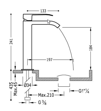 Tres Cuadro Exclusive bateria umywalkowa kaskada stal 006.610.01.AC