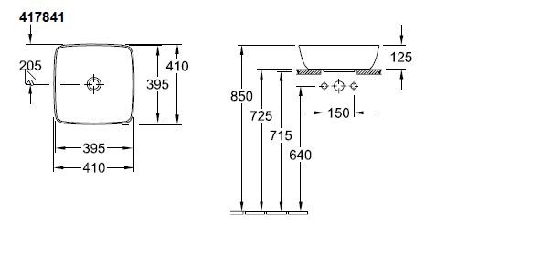 Villeroy&Boch Artis umywalka stojąca na blacie 41cm biała weiss alpin 41784101
