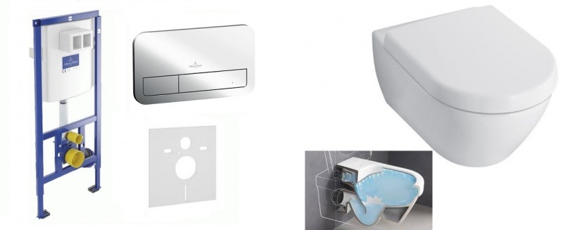 Villeroy&Boch ViConnect + Subway 2.0 Compact Directflush - Zestaw 5w1 - kompletny stelaż + muszla 48cm + deska wolnoopadająca