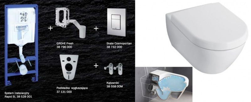 Grohe + Villeroy&Boch Subway 2.0 Compact Directflush - Zestaw 7w1 - kompletny stelaż + muszla 48cm + deska wolnoopadająca