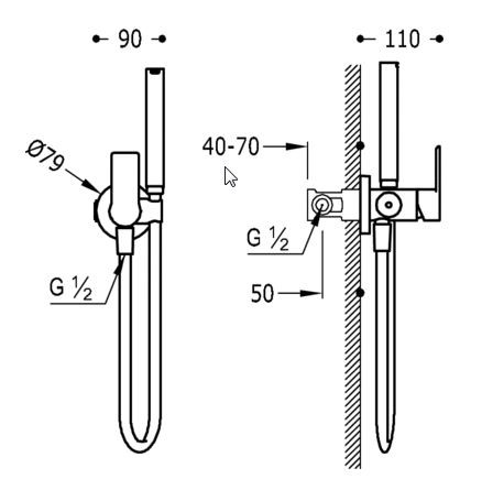 Tres Class bateria podtynkowa do bidetu lub wc chrom 205.223.01