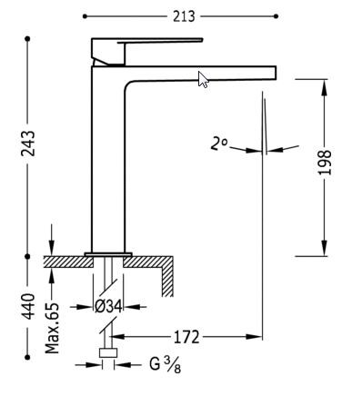 Tres Class bateria umywalkowa chrom 205.103.03