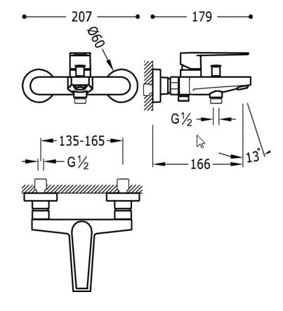 Tres Class bateria wannowa chrom 205.170.01