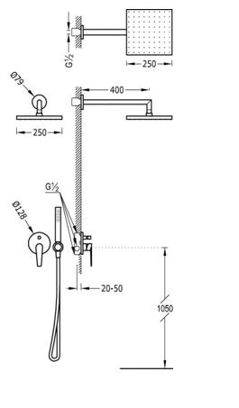 Tres Class zestaw natryskowy z baterią podtynkową chrom 205.180.02
