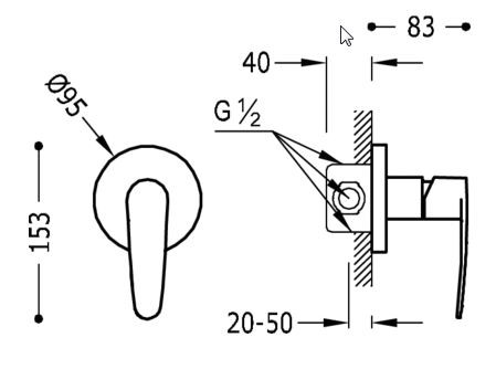Tres Flat bateria podtynkowa natryskowa chrom 204.177.01