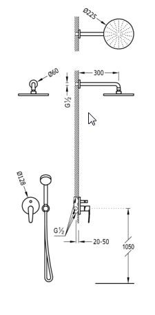 Tres Flat zestaw natryskowy z baterią podtynkową chrom 204.180.02