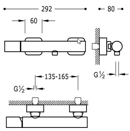 Tres Loft bateria prysznicowa stal 200.167.01.AC