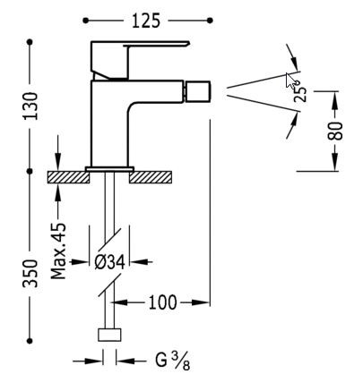 Tres Loft-Colors bateria bidetowa z korkiem stal nierdzewna 200.120.01.AC