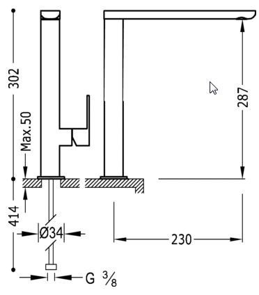 Tres Loft-Colors bateria umywalkowa wysoka biały/chrom 200.205.03.BL