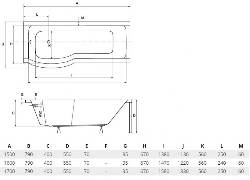 BESCO Inspiro wanna asymetryczna lewa + parawan 160x70 biały INSPIRO 160L