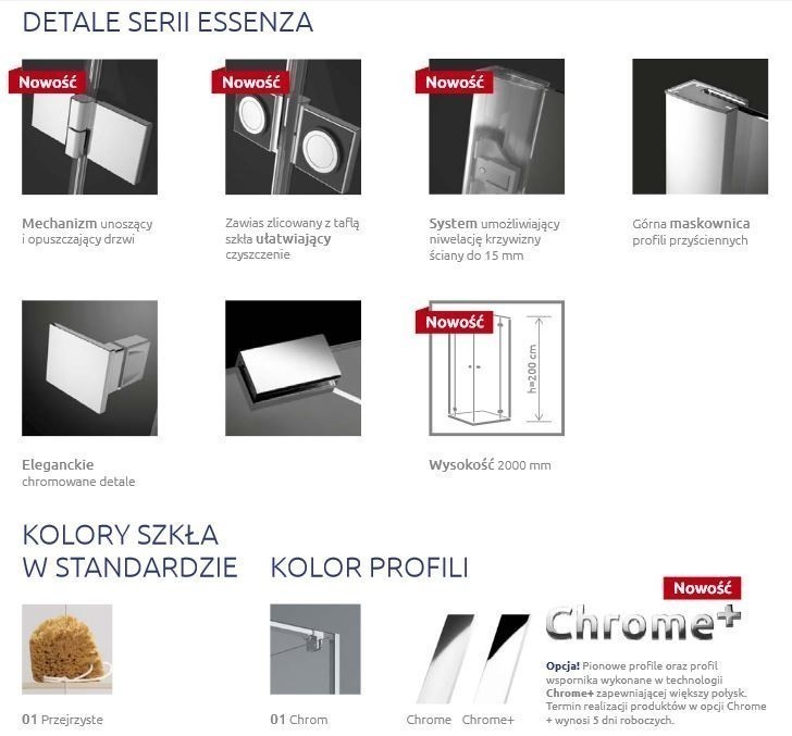 Radaway Essenza New KDD-B kabina prostokątna 100x90 drzwi składane chrom przeźroczyste Easy Clean 385072-01-01L + 385071-01-01R