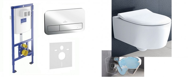 Villeroy&Boch ViConnect + Avento Directflush - Zestaw 5w1 - kompletny stelaż + muszla + deska wolnoopadająca slim