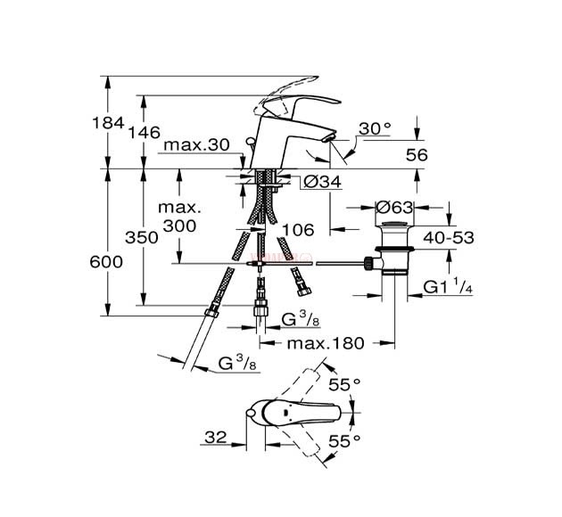 Grohe Eurosmart NEW bateria umywalkowa z korkiem chrom 33265002