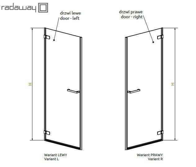 Radaway Arta DWJ I drzwi wnękowe wahadłowe 100cm prawe chrom przeźroczyste Easy Clean 386073-03-01R