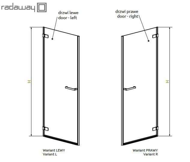 Radaway Arta DWJ I drzwi wnękowe wahadłowe 80cm prawe chrom przeźroczyste Easy Clean 386071-03-01R