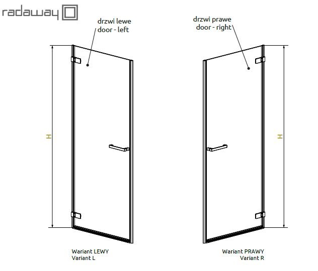 Radaway Arta DWJ I drzwi wnękowe wahadłowe 70cm lewe chrom przeźroczyste Easy Clean 386070-03-01L
