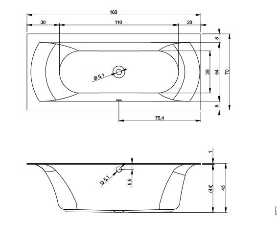 Riho Linares wanna prostokątna 160x70 płaski rant BT42