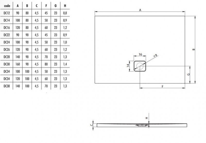 Riho Basel brodzik prostokątny płaski 120x80 model 406 biały DC16