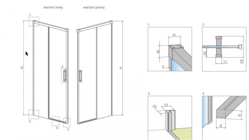 Radaway Idea DWJ drzwi wnękowe przesuwne 120cm prawe chrom przeźroczyste Easy Clean 387016-01-01R
