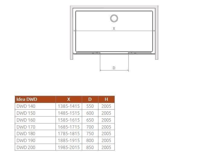 Radaway Idea DWD drzwi wnękowe 170cm chrom przeźroczyste Easy Clean 387127-01-01