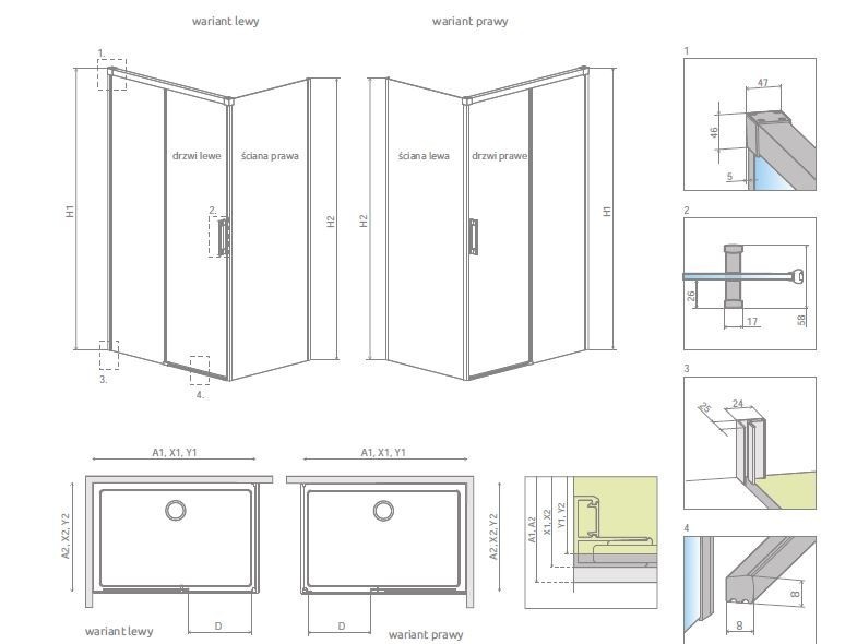 Radaway Idea KDJ kabina prostokątna 100x90 lewa drzwi przesuwne chrom przeźroczyste Easy Clean 387040-01-01L + 387050-01-01R