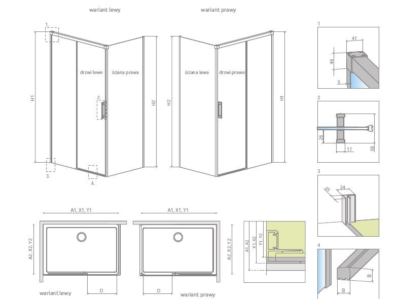 Radaway Idea KDJ kabina prostokątna 100x75 lewa drzwi przesuwne chrom przeźroczyste Easy Clean 387040-01-01L + 387049-01-01R