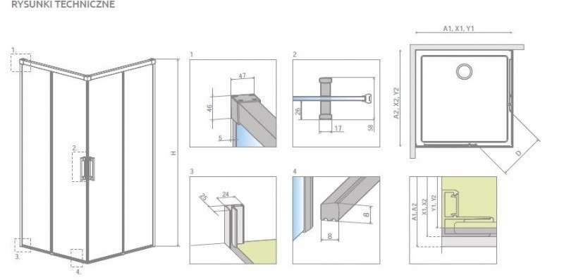 Radaway Idea KDD kabina prostokątna 120x100 drzwi przesuwne chrom przeźroczyste Easy Clean 387064-01-01L + 387062-01-01R