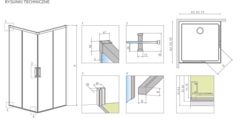 Radaway Idea KDD kabina prostokątna 100x80 drzwi przesuwne chrom przeźroczyste Easy Clean 387062-01-01L + 387061-01-01R