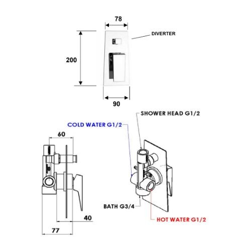 Sapho Morada bateria wannowo-prysznicowa podtynkowa 2-drożna chrom MR42