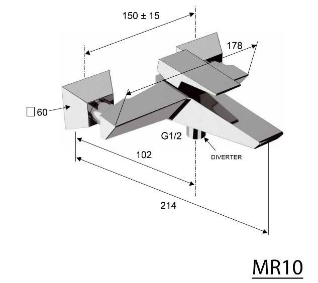 Sapho Morada bateria wannowa ścienna chrom MR10