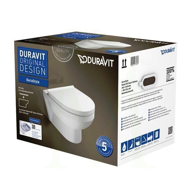 Duravit Durastyle Basic Rimless muszla wisząca + deska wolnoopadająca 45620900A1