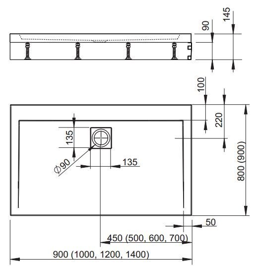 Radaway Argos D brodzik prostokątny płaski do kompletowania z obudową 150x90 4ADN915-02