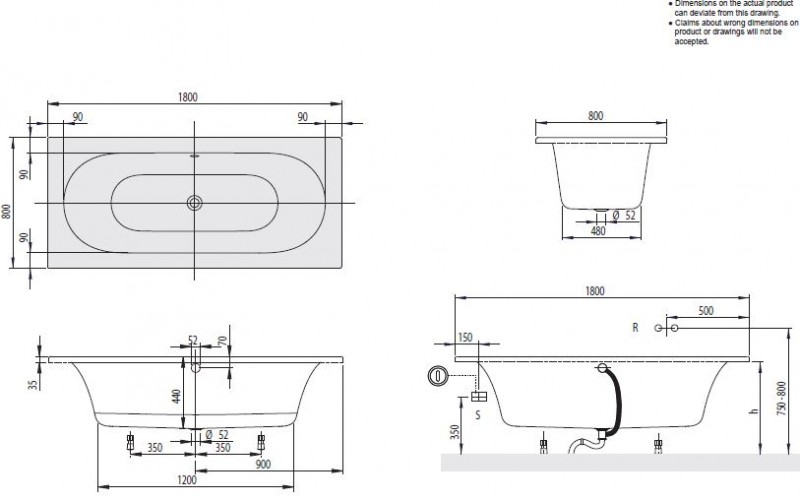 Villeroy&Boch Loop&Friends Oval wanna prostokątna 180x80 biała weiss alpin UBA180LFO2V-01