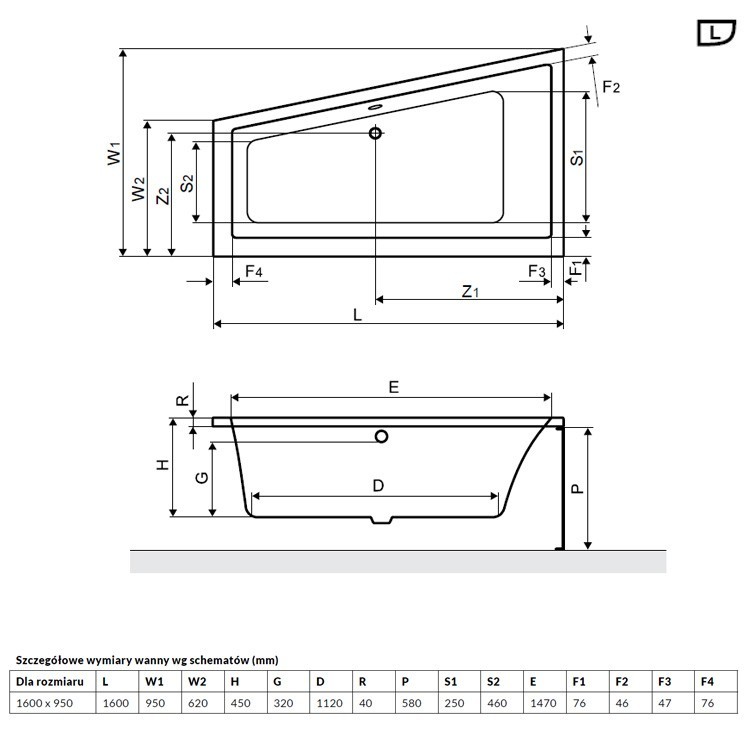 Excellent M-Sfera Slim wanna akrylowa narożna biała 160x95 lewa WAEX.MSL16WHS