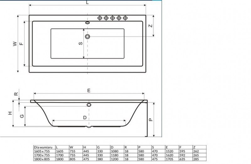 Excellent Pryzmat Slim wanna prostokątna 180x80 z nogami WAEX.PRY18WHS