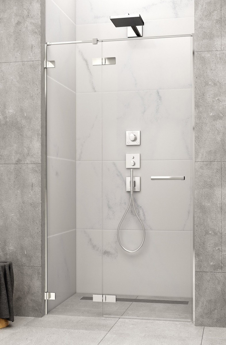 Radaway Arta DWJ II drzwi wnękowe wahadłowe z polem stałym lewe 110 chrom przeźroczyste easy clean 386441-03-01L + 386013-03-01L